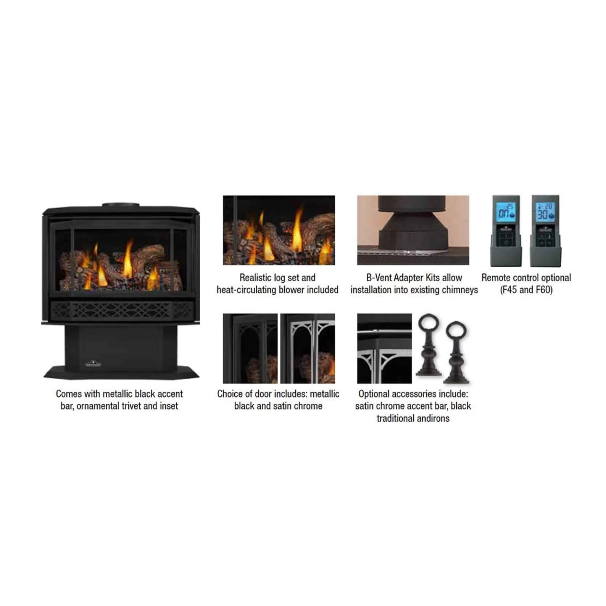 Napoleon Havelock 50 Direct Vent Natural Gas Stove With Triple Burner, 28" [GDS50-1NE] - Image 4