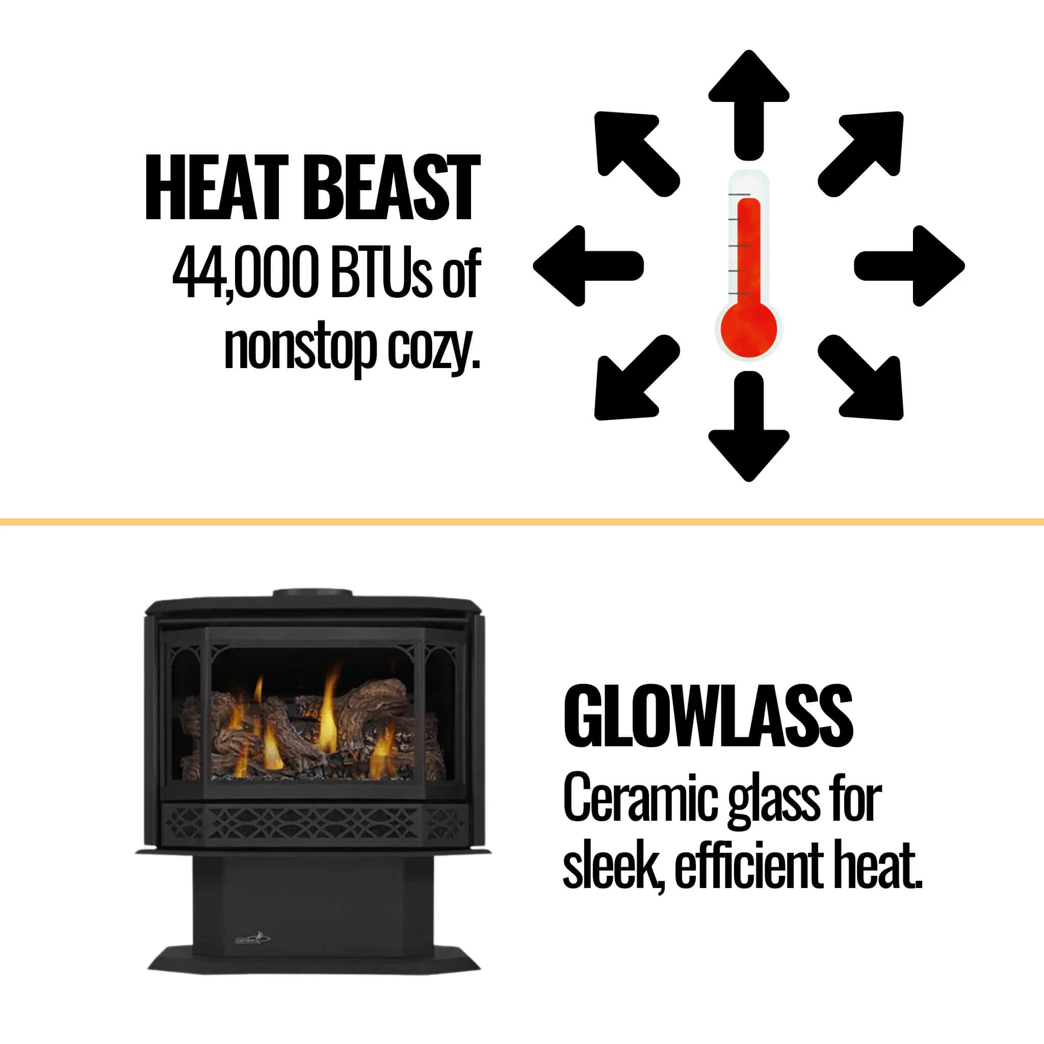 Napoleon Havelock 50 Direct Vent Natural Gas Stove With Triple Burner, 28" [GDS50-1NE] - Image 5