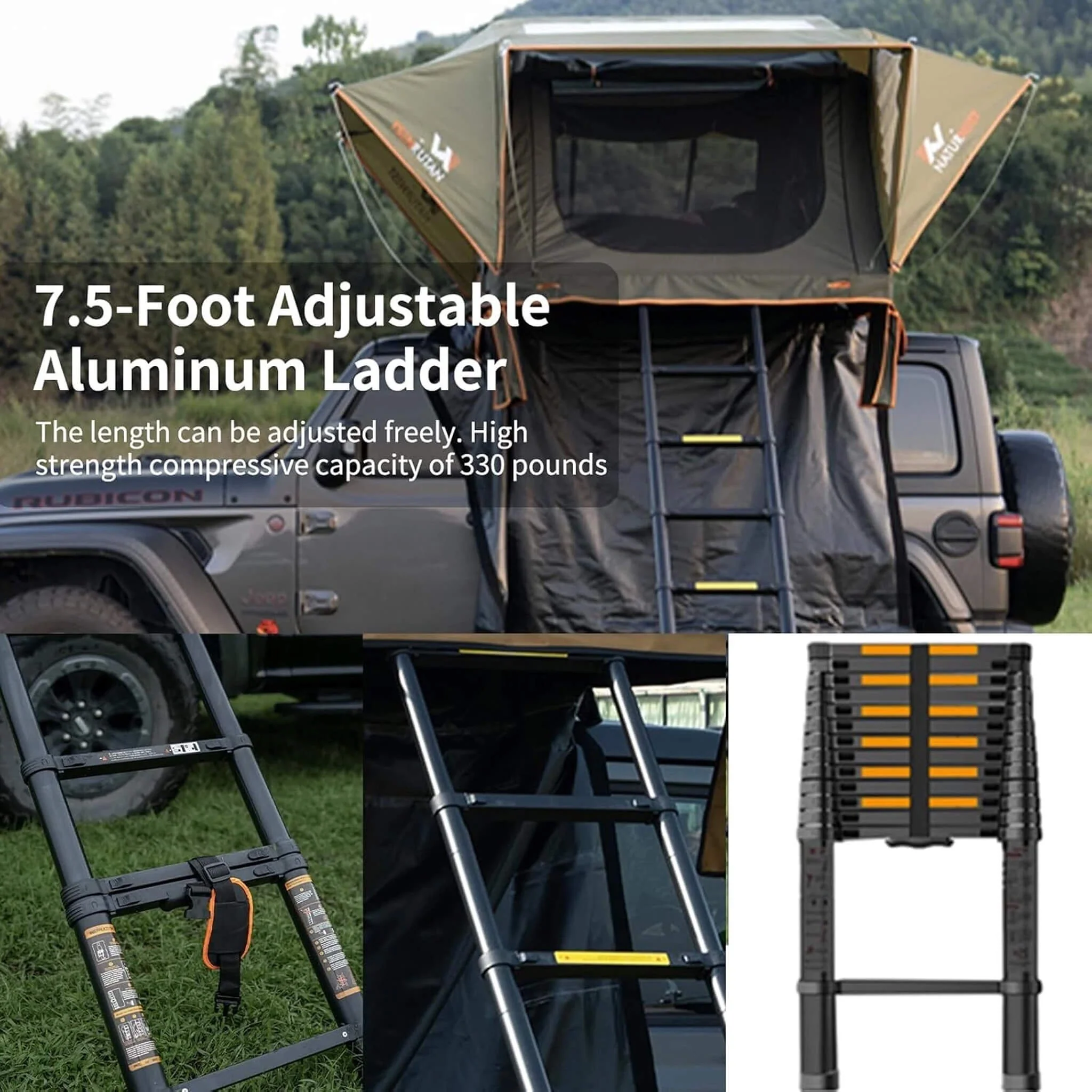 Naturnest Andromeda Green Soft Shell Rooftop Tent With Large Panoramic Skylight & YKK Doors (SAK50612) - Image 13