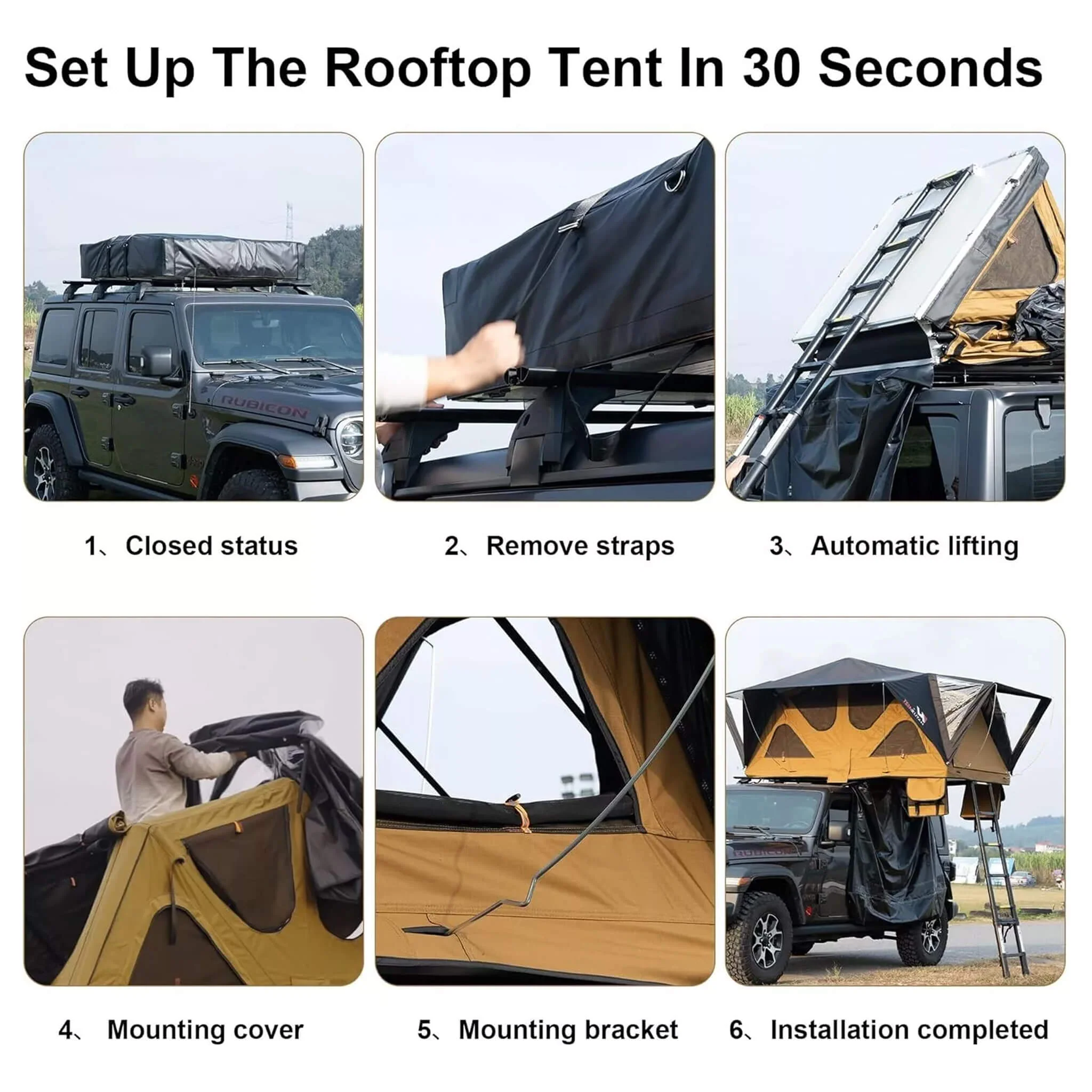 Naturnest Andromeda Khaki Soft Shell Rooftop Tent With Large Panoramic Skylight & YKK Doors (SAK72384) - Image 13