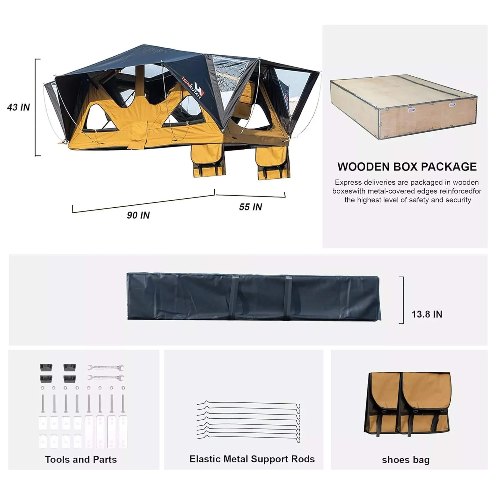Naturnest Andromeda Khaki Soft Shell Rooftop Tent With Large Panoramic Skylight & YKK Doors (SAK72384) - Image 14