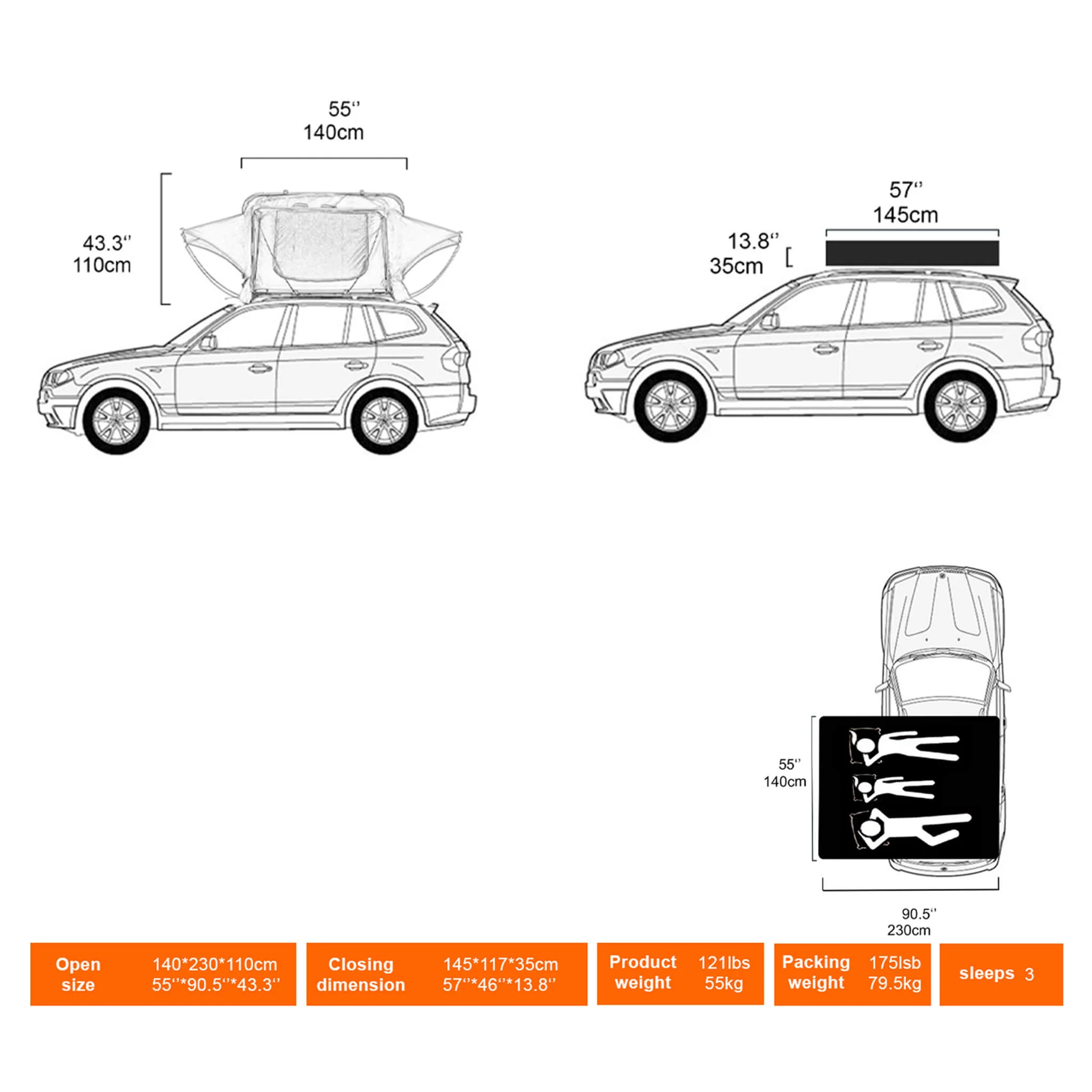 Naturnest Andromeda Khaki Soft Shell Rooftop Tent With Large Panoramic Skylight & YKK Doors (SAK72384) - Image 18