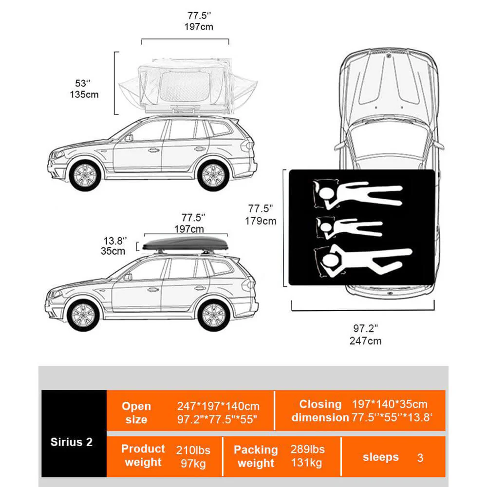 Naturnest Sirius 2 Premium 3XL 4-Person Clamshell Roof Top Tent (SAK91382) - Image 4