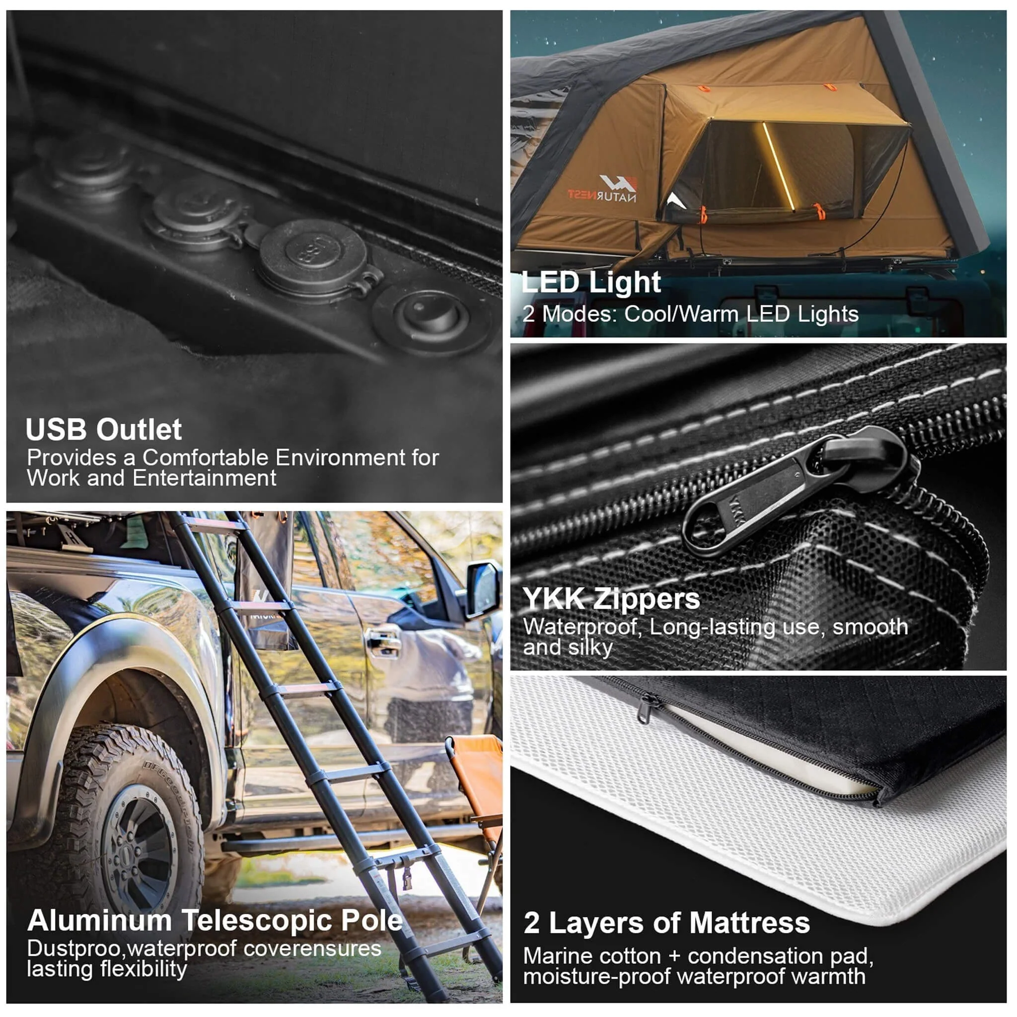 Naturnest Sirius 3 Premium 2XL 3-Person Clamshell Roof Top Tent (SAK62917) - Image 12