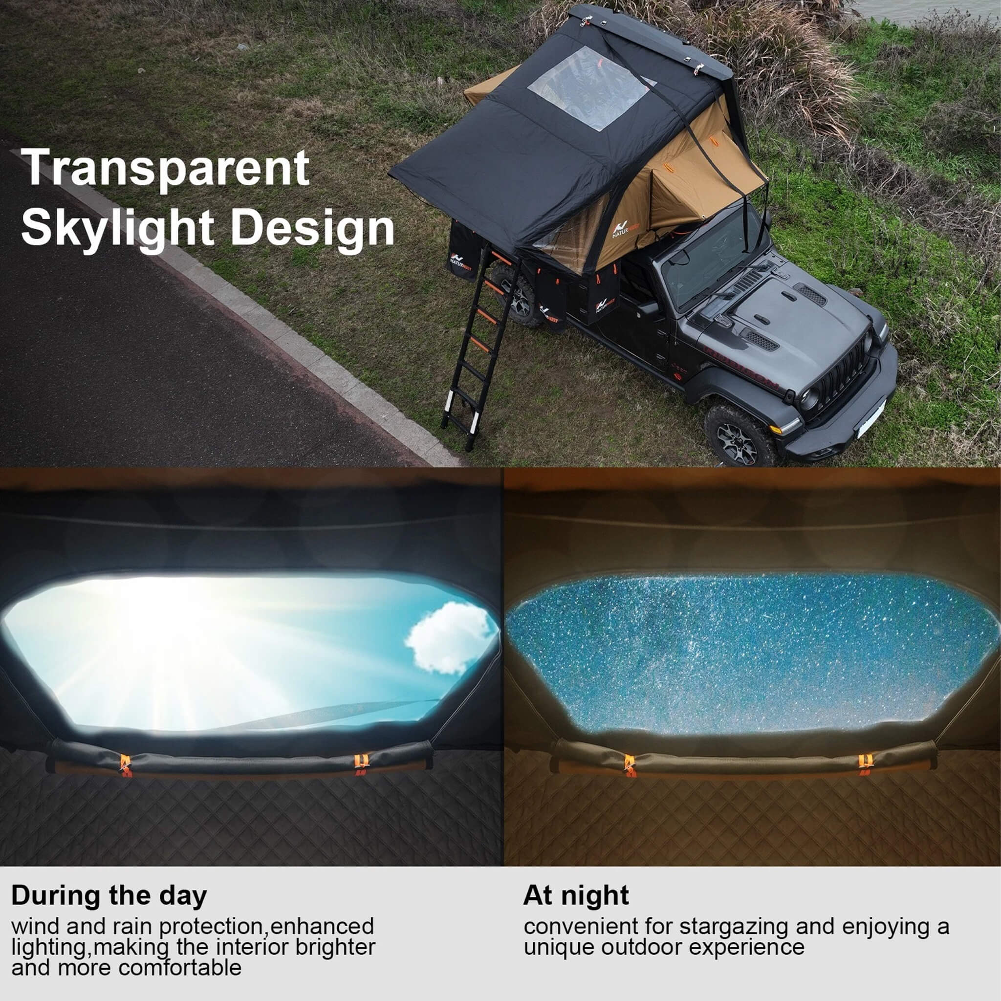 Naturnest Sirius 3 Premium 2XL 3-Person Clamshell Roof Top Tent (SAK62917) - Image 13