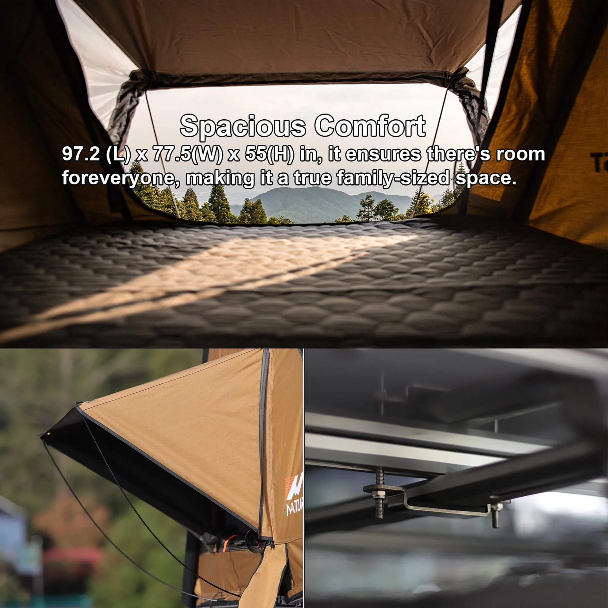 Naturnest Sirius 3 Premium 2XL 3-Person Clamshell Roof Top Tent (SAK62917) - Image 14